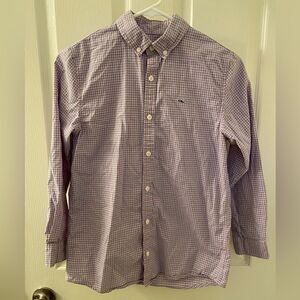 Vineyard Vines Boys Alicetown Button Up Gingham Whale Shirt Size Medium (12-14)